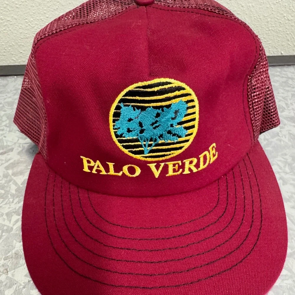 Cap America Trucker Hat Mens OSFA Maroon Excellent Palo Verde‎ Made in USA Mesh